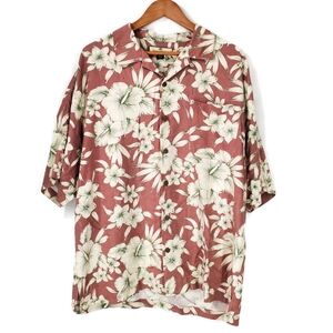 Tommy Bahama Men's XL Silk Floral Hawaiian Shirt Vacation Button Down Tropical